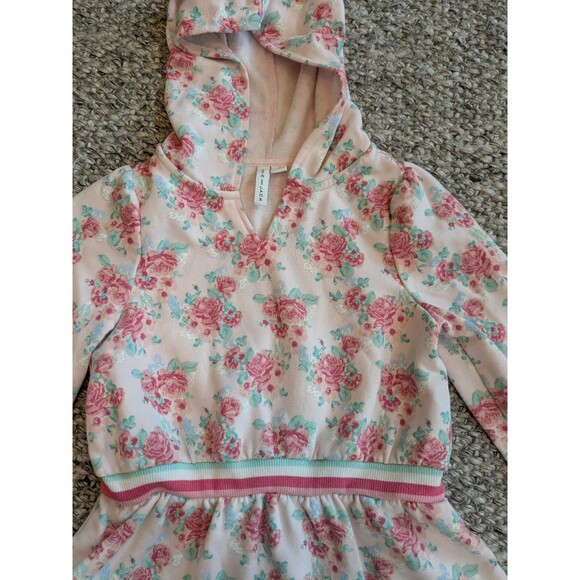 JANIE AND JACK Girls Pink Floral Long Sleeve Hooded Sweater Dress Girls Size 10 - Picture 2 of 8